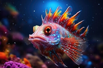 Fototapeta na wymiar Mesmerizing Devilfish Amidst the Colors of the Ocean