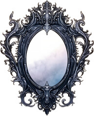 Victorian gothic style frame dark watercolor illustration. Invitation or card design. - 640189391