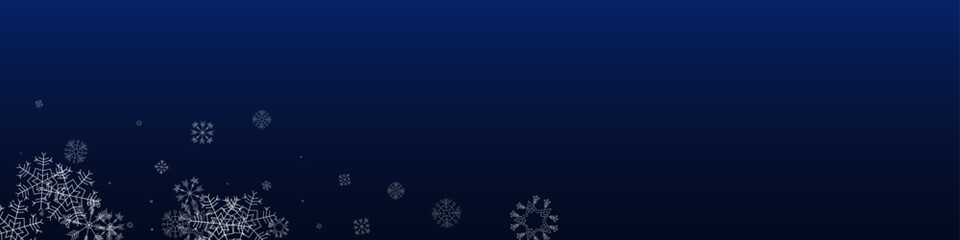 White Snow Vector Blue Panoramic Background.