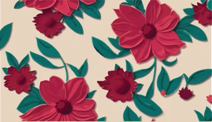 Selbstklebende Fototapeten Tropische Blätter seamless background with flowers  © Sidra