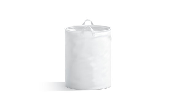 Blank white laundry hamper bag mockup, front view