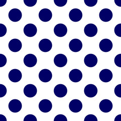 Seamless vector pattern with sailor navy blue polka dots isolated on white background. For desktop wallpaper, sailor blog website or spot fabric.