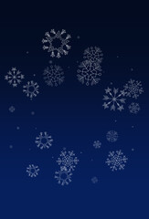 Silver Snowfall Vector Blue Background. New