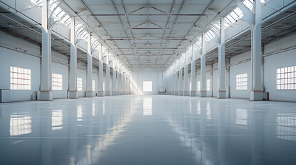 Obraz premium Generative ai illustration of empty warehouse in logistic center