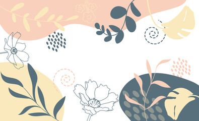 Fototapeta na wymiar floral art print design Botanical wall art vector. Abstract Plant Art design for wall framed prints 