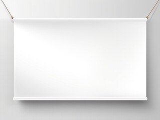 White realistic hang fabric horizontal canvas banner mockup on the rope for advertising generative ai