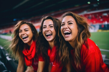 Passionate Female Fans Ignite Excitement in Soccer Arena
