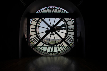 Big clock inside Musée d'Orsay, Paris, France :2022.6.28 - obrazy, fototapety, plakaty