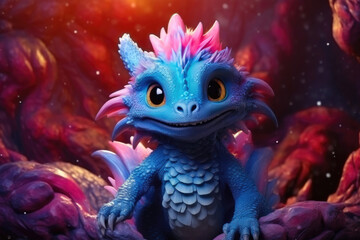 Fantasy Creature: Colorful Baby Dragon