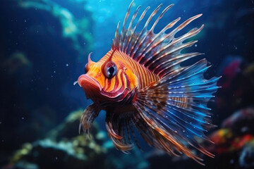 Fototapeta na wymiar Rainbow Devilfish in a Colorful Sea