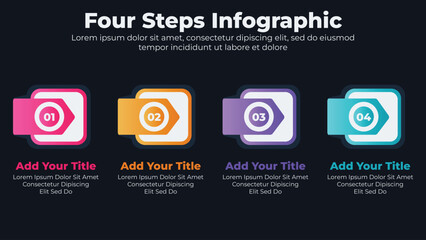 Design presentation template with 4 steps