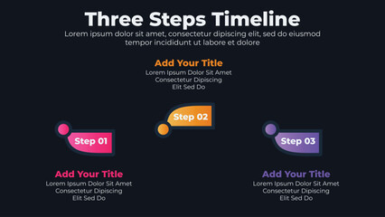 Business infographic steps or options with dark theme