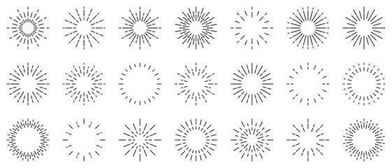 サンバースト　黒　集中線　シンプル　ベクター　セット