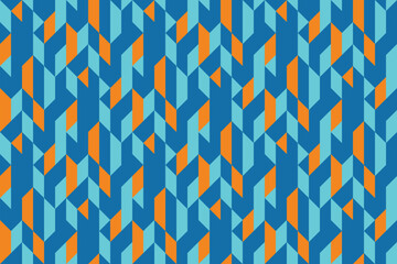 Geometric seamless pattern with blue and orange color. Simple regular background.