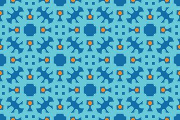 Fabric seamless pattern with blue and orange color