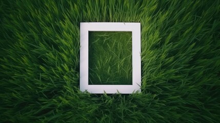 White photo frame in grass