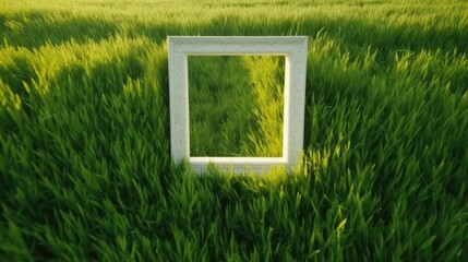 White photo frame in grass