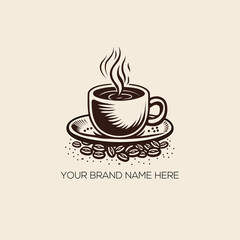 Hand Drawn Vintage Style Coffee Illustration With Coffee Beans. Vintage Coffee Illustration.