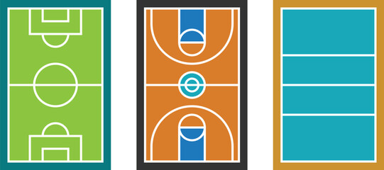 Football, Basketball, Volleyball Field Vector