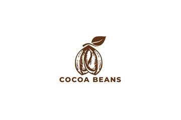 vector hand drawn cocoa beans logo design