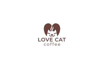 vector love cat logo design