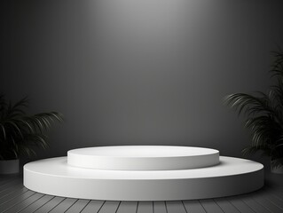 Realistic podium for displaying products with isolated background generative ai