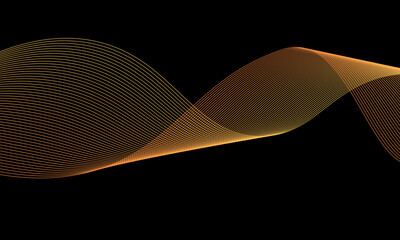 Golden stripes wave background on black background. EPS10 vector format.
