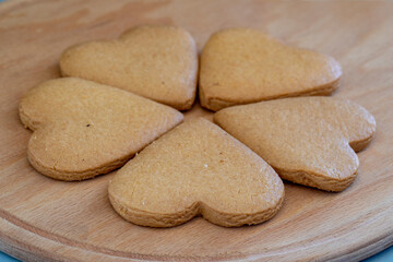 heart shaped freshly baked homemade cookies