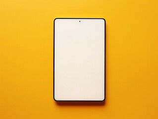Top view of digital tablet screen mockup on a yellow background generative ai