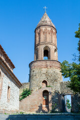 Fototapeta na wymiar Georgian Orthodox Chruch tower in Sighnani, a small Twon in the Caucasus
