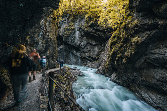 Partnachklamm, Gorge and canyon in Garmisch Partenkirchen, Bavaria Germany
