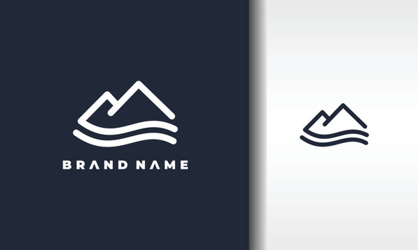 mountain and river line logo