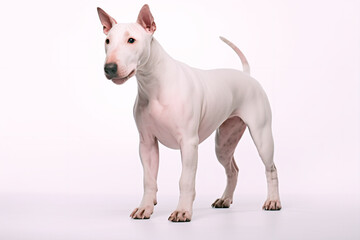 Beautiful bull terrier dog on a white isolated background