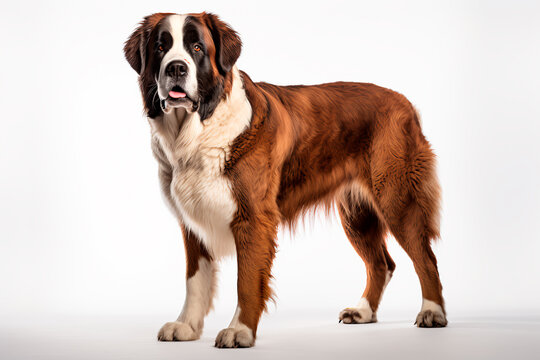 Beautiful St. Bernard dog on a white isolated background