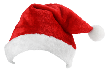 Santa Claus red hat or Christmas red cap isolated on transparent background