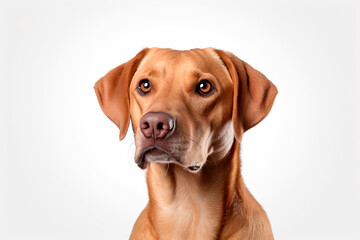 Beautiful beige labrador dog on a white isolated background