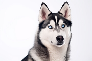 Beautiful husky dog on a white isolated background