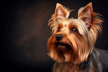 Naklejka premium Yorkshire terrier on a nice isolated dark background