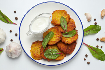 Lunch tasty food concept - delicious hash browns