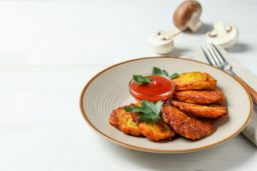 Lunch tasty food concept - delicious hash browns