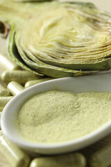 Products for healthcare, healthcare concept - artichoke medicine