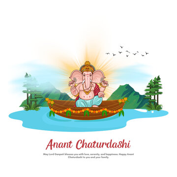 Banner design of happy Anant chaturdashi Indian festival template.