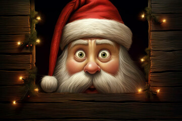 shocked Santa Clause, christmas illustration