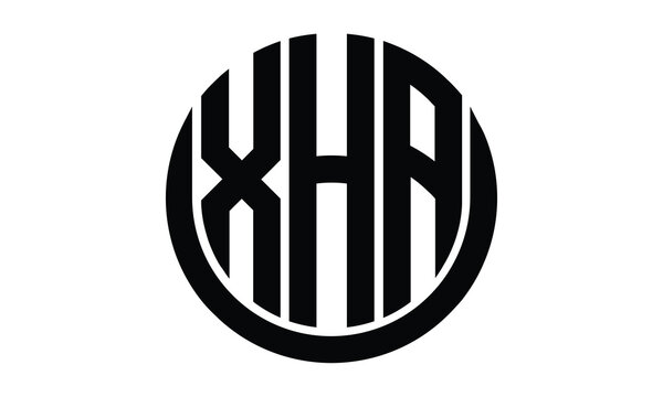 XHA shield in circle logo design vector template. lettermrk, wordmark, monogram symbol on white background.
