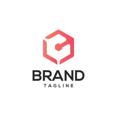 Fototapeta premium Modern techy hexagon logo design for technology based business and industry.