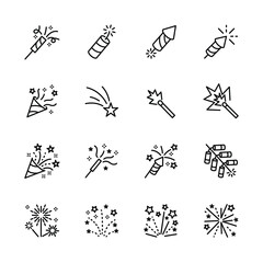 firework icons set. for party , ney year,  festive,. isolated on white . vector illustration