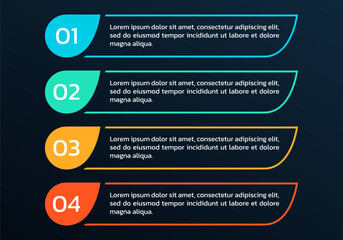 4 step list diagram. Info graphic template. Business process, presentation, layout design. Four numbers infographic. Vector illustration.