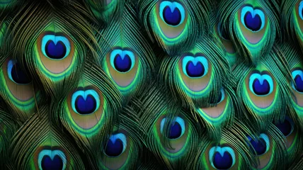 Keuken spatwand met foto Peacock feathers background created with Generative AI © mg photo