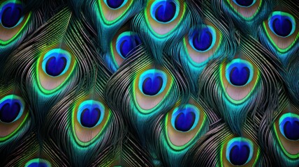 Peacock feathers background created with Generative AI