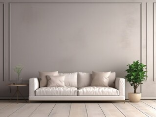 Living room wall mockup modern interior design generative ai